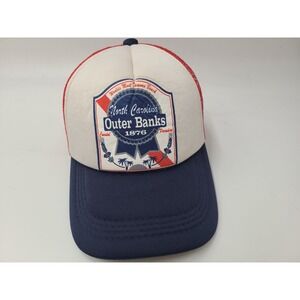 Outer Banks North Carolina PBR Style Logo Mesh Trucker Snapback Hat Cap Men RWB